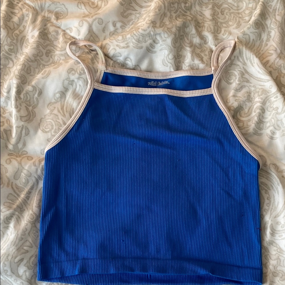 Wild Fable Cobalt Blue Ribbed Tank with Cream Edges